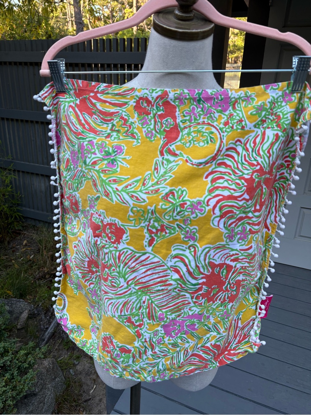 Lilly Pulitzer Orange 🍊 Floral Pom Pom Cotton Towel